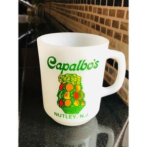 RARE ! VINTAGE CAPALBO'S‎ NUTLEY NJ COFFEE MUG ANCHOR HOCKING ADVERTISING CUP NJ